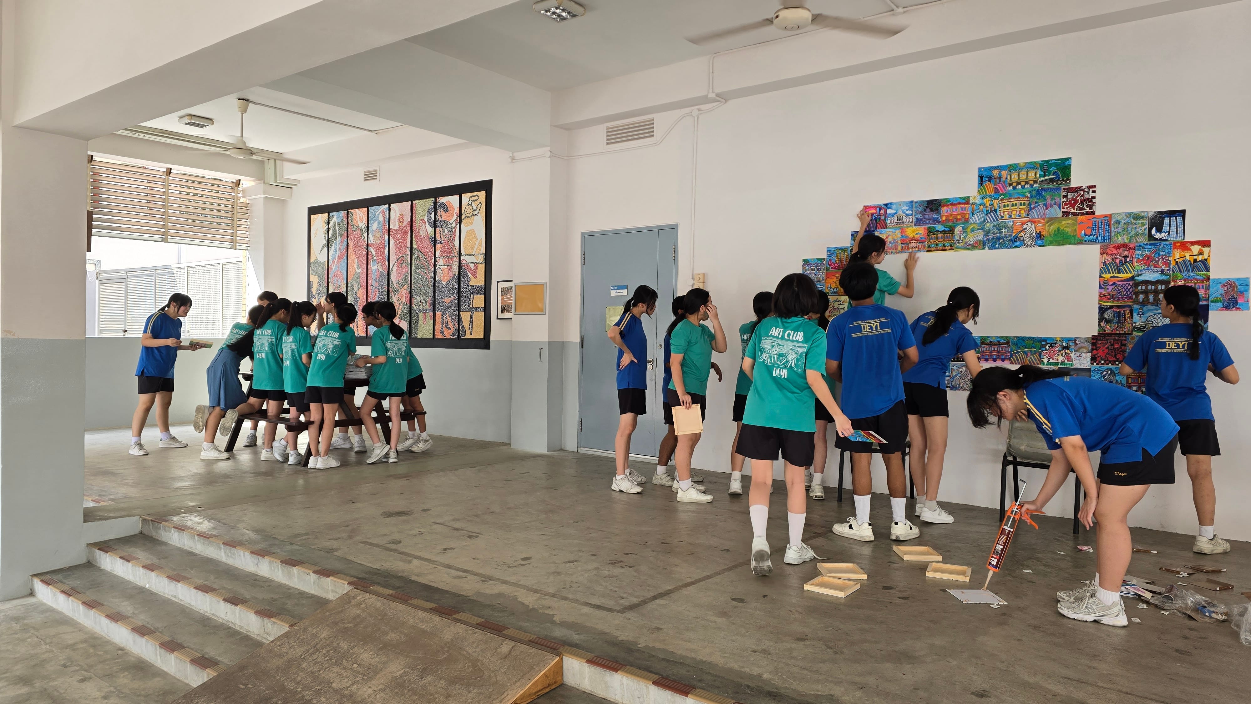 SG60 Art canvas mural installation in school
